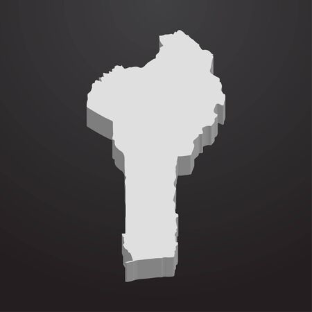 Benin map in gray on a black background 3dのイラスト素材