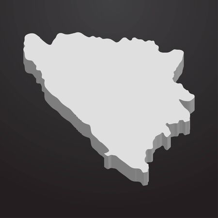 Bosnia and Herzegovina map in gray on a black background 3dのイラスト素材