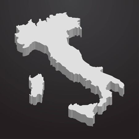 Italy map in gray on a black background 3dのイラスト素材