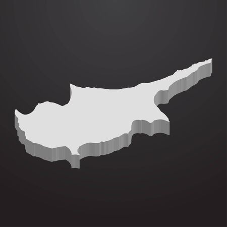 Cyprus map in gray on a black background 3dのイラスト素材