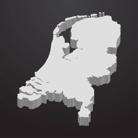 Netherlands map in gray on a black background 3dのイラスト素材