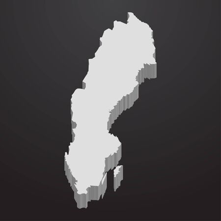 Sweden map in gray on a black background 3dのイラスト素材