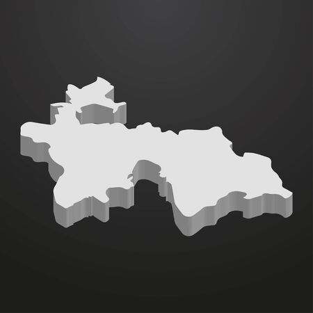 Tajikistan map in gray on a black background 3dのイラスト素材