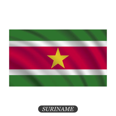 Waving Suriname flag on a white background. Vector illustrationのイラスト素材