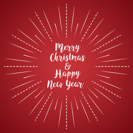 Merry Christmas and Happy New Year with sun rays red linear backgroundのイラスト素材