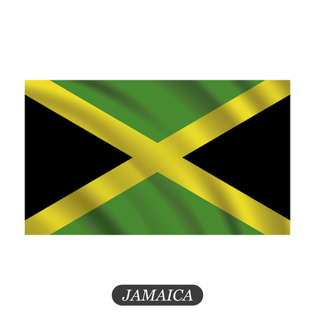 Waving Jamaica flag on a white background. Vector illustrationのイラスト素材