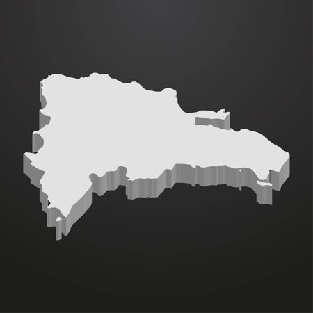 Dominican Republic map in gray on a black background 3dのイラスト素材