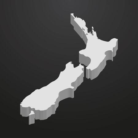 New Zealand map in gray on a black background 3dのイラスト素材