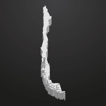Chile map in gray on a black background 3dのイラスト素材
