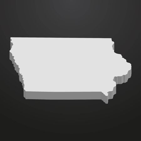 Iowa State map in gray on a black background 3dのイラスト素材