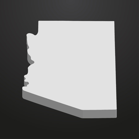 Arizona State map in gray on a black background 3dのイラスト素材