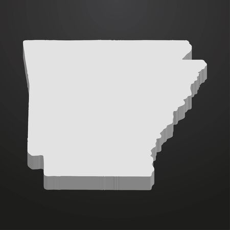 Arkansas State map in gray on a black background 3dのイラスト素材