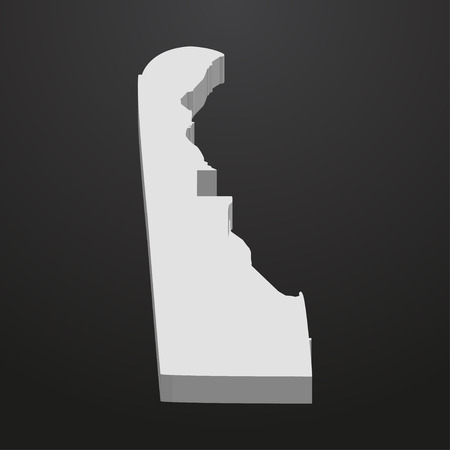 Delaware State map in gray on a black background 3dのイラスト素材
