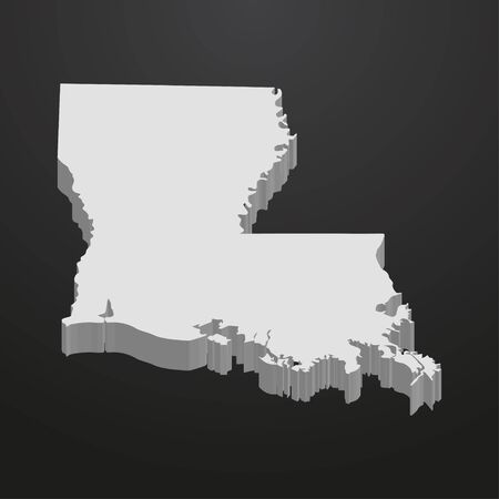 Louisiana State map in gray on a black background 3dのイラスト素材