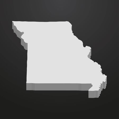 Missouri State map in gray on a black background 3dのイラスト素材