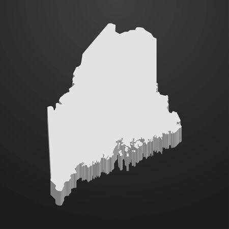 Maine State map in gray on a black background 3dのイラスト素材