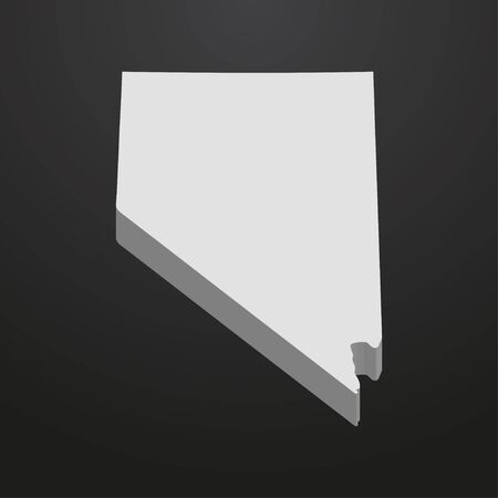Nevada State map in gray on a black background 3dのイラスト素材