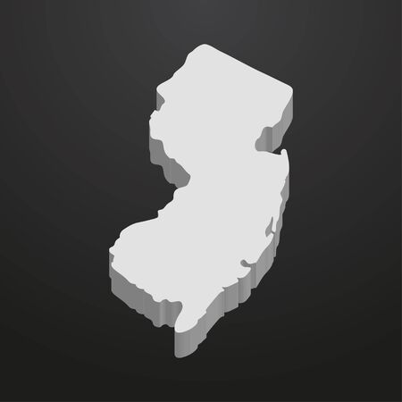 New Jersey State map in gray on a black background 3dのイラスト素材