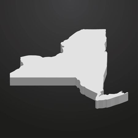 New York State map in gray on a black background 3dのイラスト素材