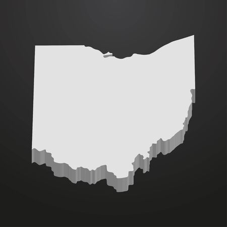 Ohio State map in gray on a black background 3dのイラスト素材
