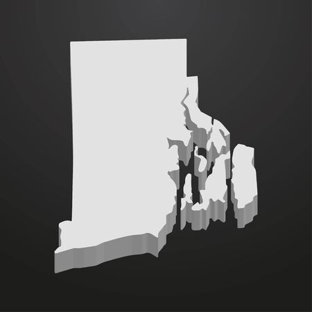 Rhode Island State map in gray on a black background 3dのイラスト素材
