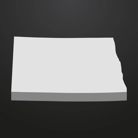 North Dakota State map in gray on a black background 3dのイラスト素材