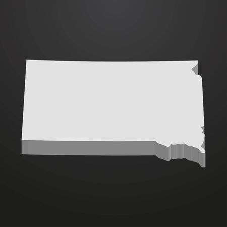 South Dakota State map in gray on a black background 3dのイラスト素材
