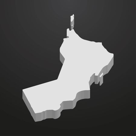 Oman map in gray on a black background 3dのイラスト素材