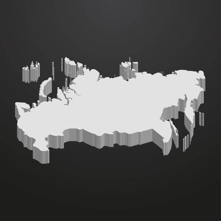 Russia map in gray on a black background 3dのイラスト素材