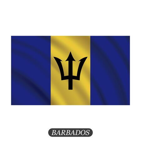 Waving Barbados flag on a white background. Vector illustrationのイラスト素材