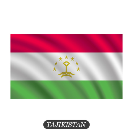 Waving Tajikistan flag on a white background. Vector illustrationのイラスト素材