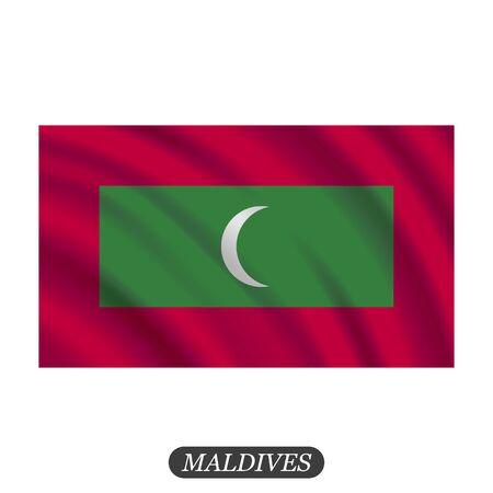 Waving Maldives flag on a white background. Vector illustrationのイラスト素材