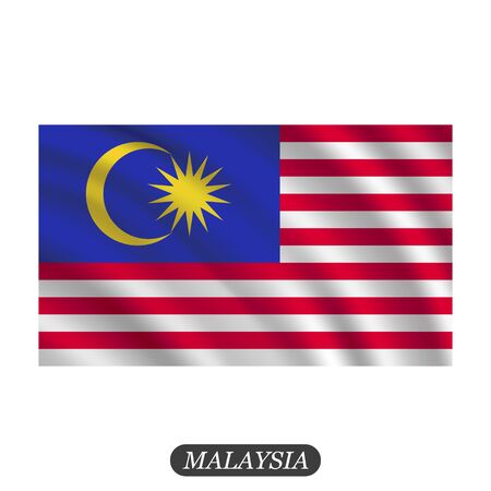 Waving Malaysia flag on a white background. Vector illustrationのイラスト素材