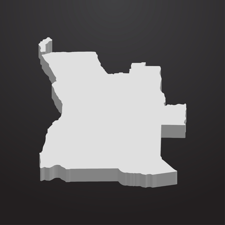 Angola map in gray on a black background 3dのイラスト素材