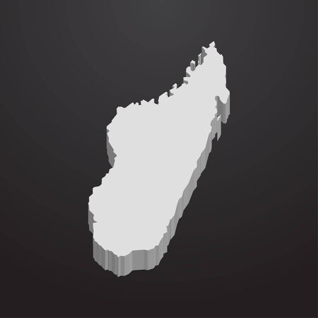 Madagascar map in gray on a black background 3dのイラスト素材