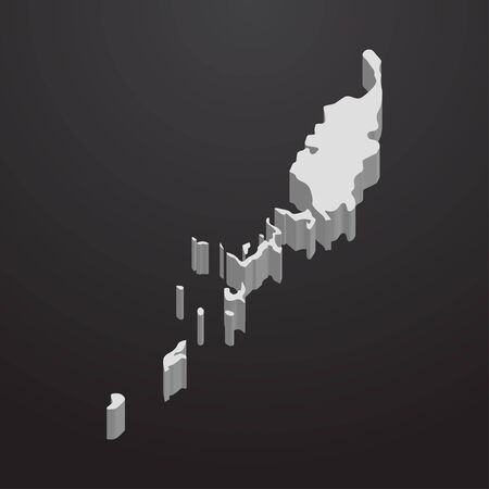 Palau map in gray on a black background 3dのイラスト素材
