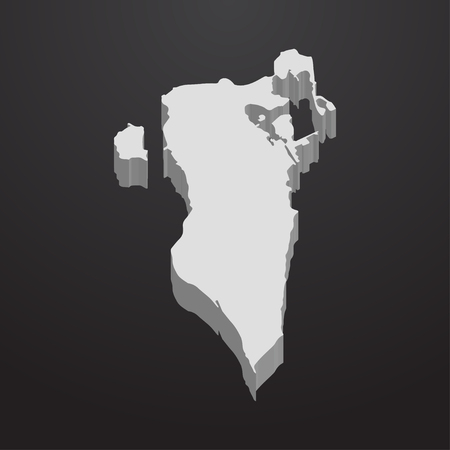 Bahrain map in gray on a black background 3dのイラスト素材