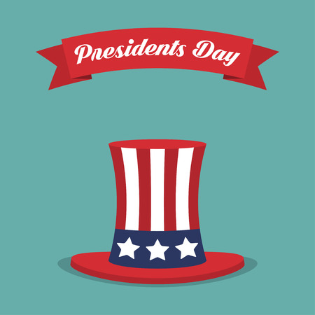Presidents Day. USA hat with red ribbon in a flat designのイラスト素材