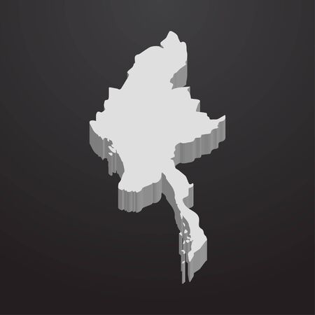 Myanmar map in gray on a black background 3dのイラスト素材