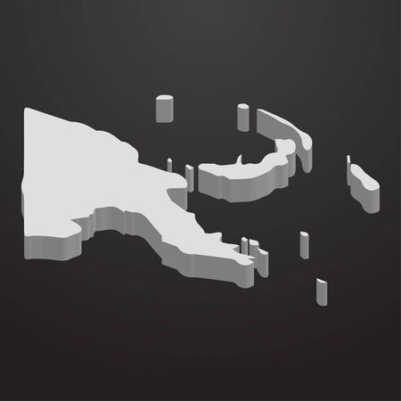 Papua New Guinea map in gray on a black background 3dのイラスト素材