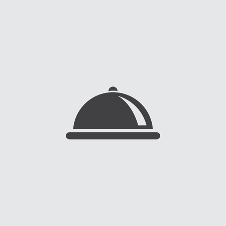 Restaurant cloche icon in a flat design in black color. Vector illustration eps10のイラスト素材