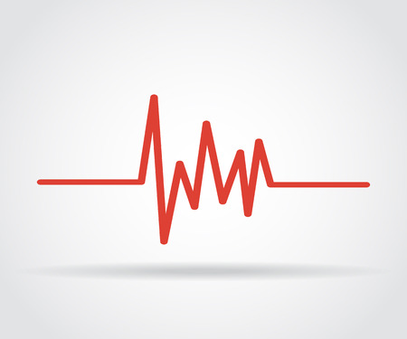 Red heartbeat icon with shadow on a gray backgroundのイラスト素材