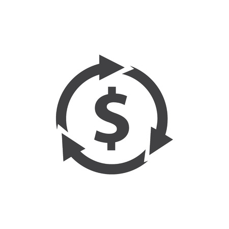 Dollar with arrows icon in black on a white background. Vector illustrationのイラスト素材