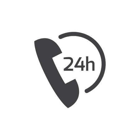 Phone with 24 icon in black on a white background. Vector illustrationのイラスト素材