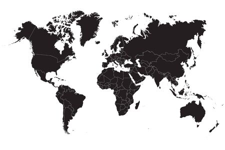 Black world map on a white background. Vector illustrationのイラスト素材