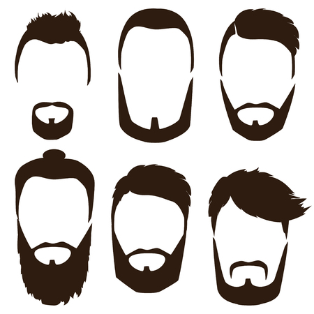 Set of mens hairstyles, beards and mustaches. Gentlmen haircuts and shavesのイラスト素材