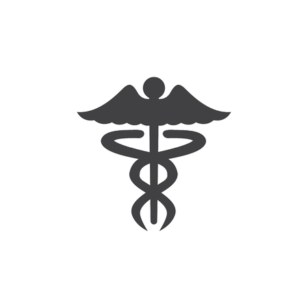 Caduceus icon in black on a white background. Vector illustrationのイラスト素材