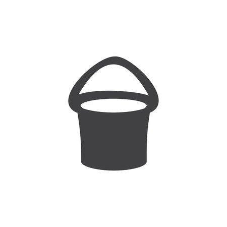 Bucket icon in black on a white background. Vector illustrationのイラスト素材