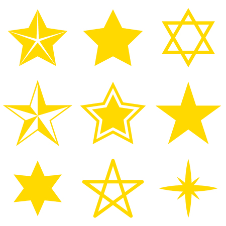 Set of different stars on a white background. Vector illustrationのイラスト素材