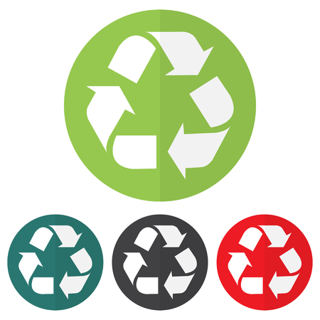 Set of recycle icon on a colorful circles. Vector illustrationのイラスト素材